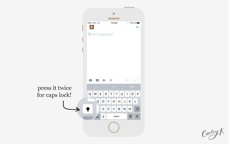 iphone keyboard shortcuts : Caps Lock