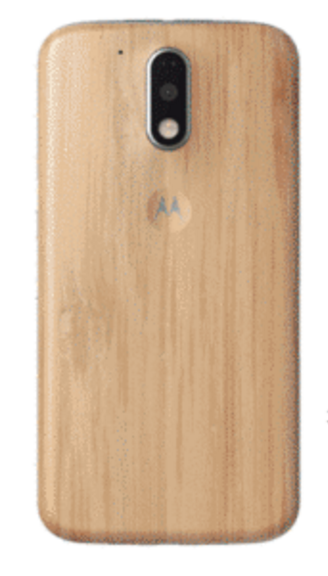 Moto G4 phone with wood back